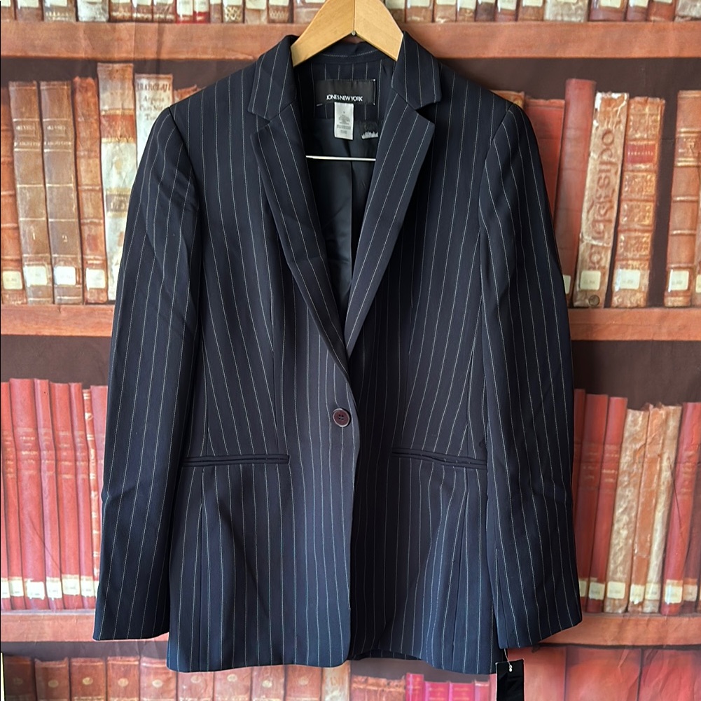 Jones New York Nwt 8 Navy Blue Pinstriped Suit Blazer
